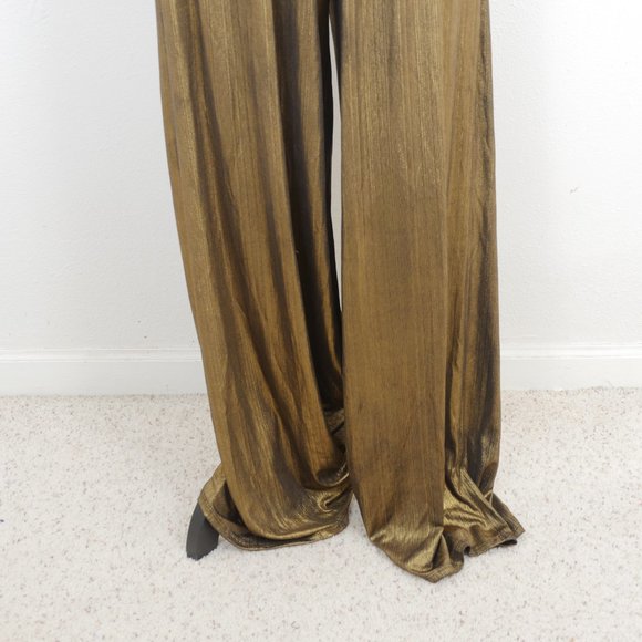 FKSP Made in Los Angeles Gold Black Metallic High Waist Wide Leg XS Disco Pant - Picture 4 of 11
